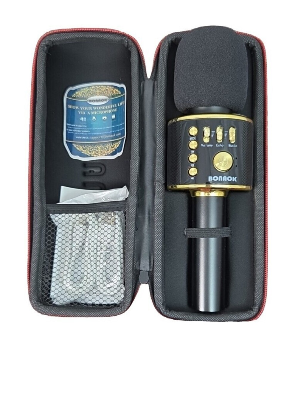 Bonrok Wireless Bluetooth Karaoke Microphone with Speaker and Accessories